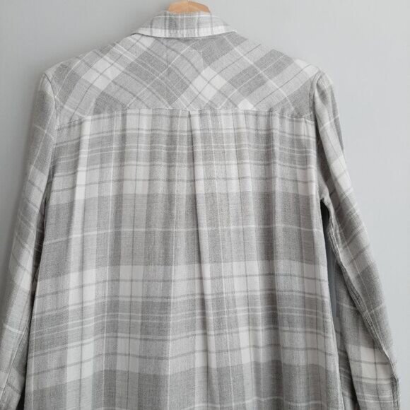 RAILS Plaid Shirt Tunic Dress Button Down Grey & White Sz XS - Picture 9 of 14
